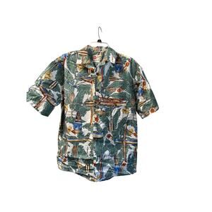 Hilo Hattie button up Hawaiian palm tropical men Shirt - M short sleeve